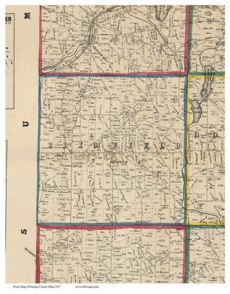 Brimfield, Ohio 1857 Old Town Map Custom Print - Portage Co.