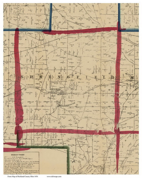 Springfield, Ohio 1856 Old Town Map Custom Print - Richland Co.