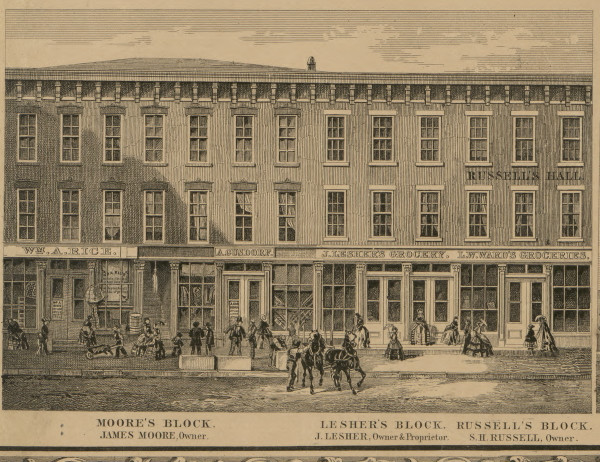 Moore Block Lasher Block Russell Block - Sandusky, Ohio 1860 Old Town Map Custom Print - Sandusky Co.