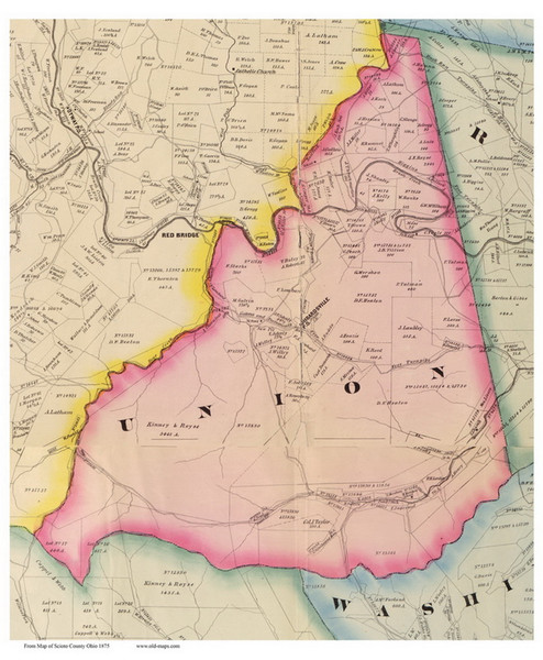 Union, Ohio 1875 Old Town Map Custom Print - Scioto Co. Union, Ohio 1875 Old Town Map Custom Print - Scioto Co.