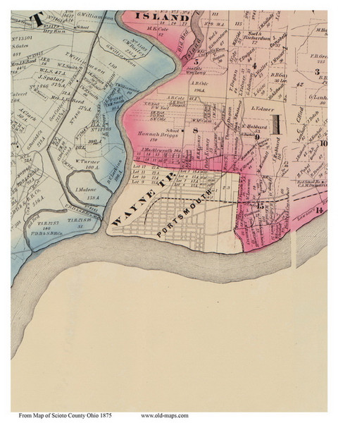 Wayne, Ohio 1875 Old Town Map Custom Print - Scioto Co. Wayne, Ohio 1875 Old Town Map Custom Print - Scioto Co.