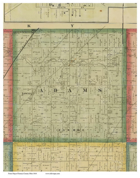 Adams, Ohio 1864 Old Town Map Custom Print - Seneca Co. Adams, Ohio 1864 Old Town Map Custom Print - Seneca Co.