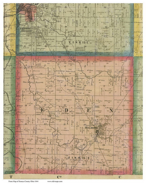 Eden, Ohio 1864 Old Town Map Custom Print - Seneca Co.
