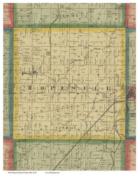 Hopewell, Ohio 1864 Old Town Map Custom Print - Seneca Co.