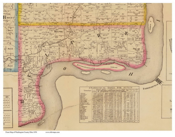 Belpre, Ohio 1858 Old Town Map Custom Print - Washington Co. Belpre, Ohio 1858 Old Town Map Custom Print - Washington Co.
