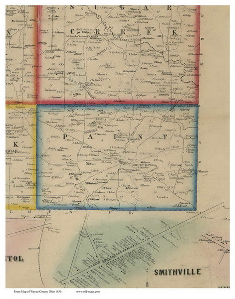 Paint, Ohio 1856 Old Town Map Custom Print - Wayne Co.