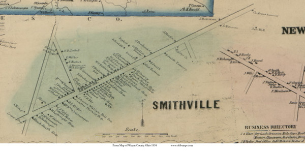 Smithville - Green, Ohio 1856 Old Town Map Custom Print - Wayne Co.