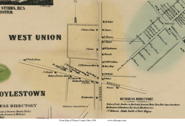 West Union - Chester, Ohio 1856 Old Town Map Custom Print - Wayne Co. West Union - Chester, Ohio 1856 Old Town Map Custom Print - Wayne Co.