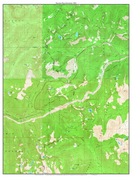 Stevens Pass Environs 1965 - Custom USGS Old Topo Map - Washington State 7x7