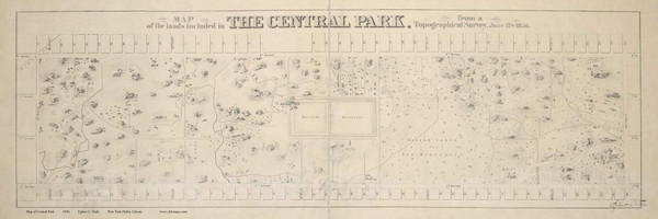 NY 1856 - Old Map of Central Park Before Improvement, Manhattan - Old Map Reprint NYC Small Areas