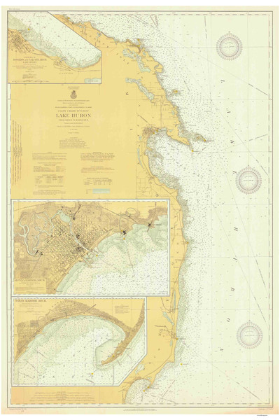 Harrisville to Forty Mile Point 1914 Lake Huron Harbor Chart Reprint Great Lakes 5 - 53