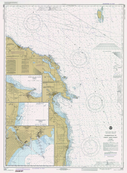 Harrisville to Forty Mile Point 1982 Lake Huron Harbor Chart Reprint Great Lakes 5 - 53
