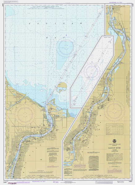 Saginaw River 1983 Lake Huron Harbor Chart Reprint Great Lakes 5 - 524