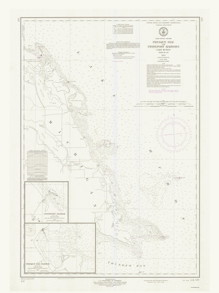 Presque Isle and Stoneport Harbors 1973 Lake Huron Harbor Chart Reprint Great Lakes 5 - 537