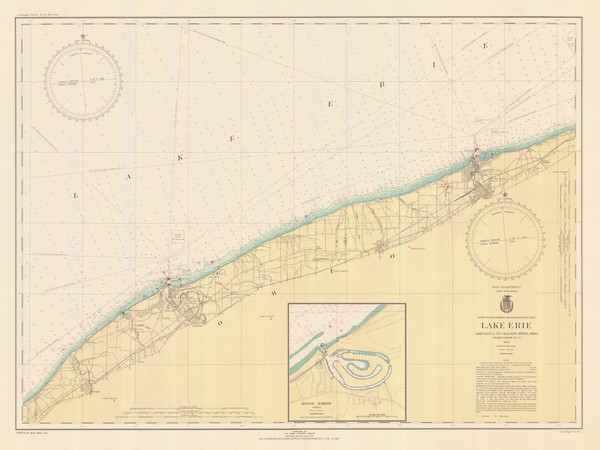 Lake Erie - Ashtabula to Chagrin River 1943 Lake Erie Harbor Chart Reprint Great Lakes Harbors #3 - 34