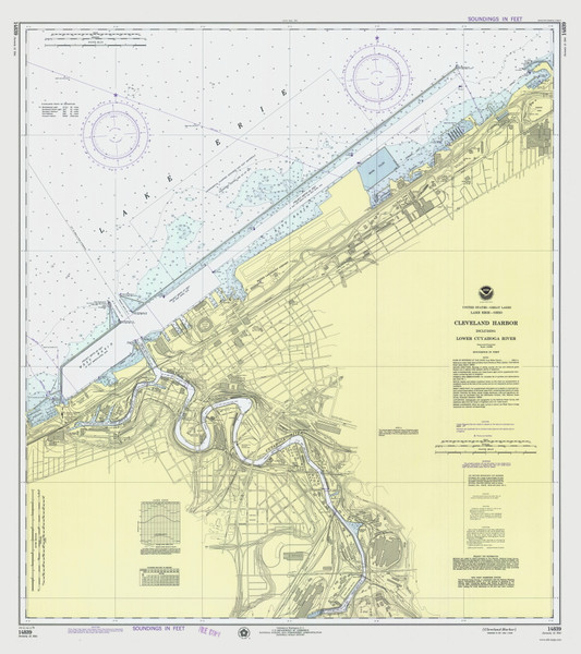Cleveland Harbor 1975 Lake Erie Harbor Chart Reprint Great Lakes Harbors #3 - 354