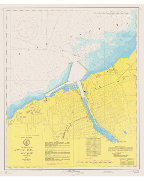 Oswego Harbor 1971 Lake Ontario Harbor Chart Reprint Great Lakes 2 - 225