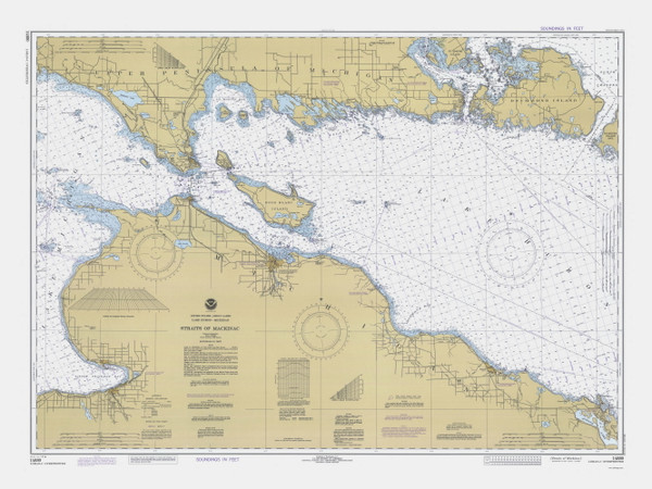 Straits of Mackinac 1981 Northwest Lake Huron Harbor Chart Reprint Great Lakes 6 - 6