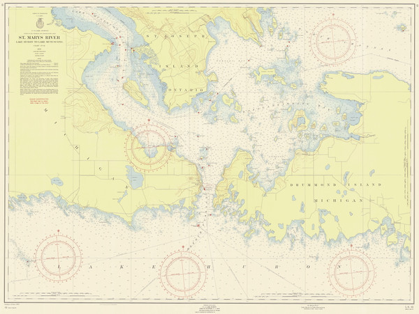 De Tour Passage to Munuscong Lake 1955 Northwest Lake Huron Harbor Chart Reprint Great Lakes 6 - 61