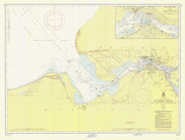 Head of Lake Nicolet to Whitefish Bay 1955 Northwest Lake Huron Harbor Chart Reprint Great Lakes 6 - 63