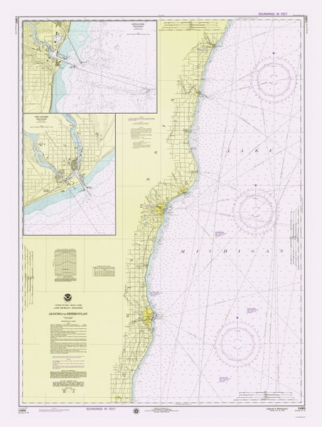 Algoma to Sheboygan 1975 Lake Michigan Harbor Chart Reprint Great Lakes 7 - 73