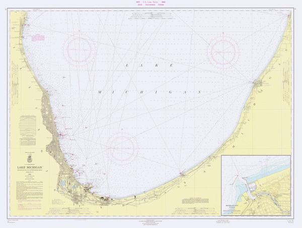 Waukegan to South Haven 1966 Lake Michigan Harbor Chart Reprint Great Lakes 7 - 75