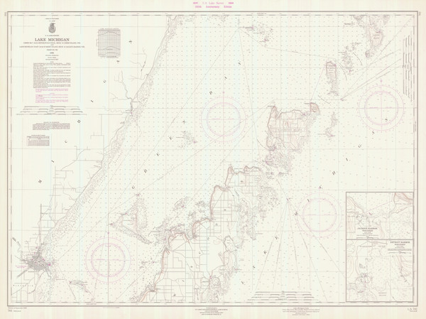 Jackson Harbor and Detroit Harbor 1966 Lake Michigan Harbor Chart Reprint Great Lakes 7 - 702