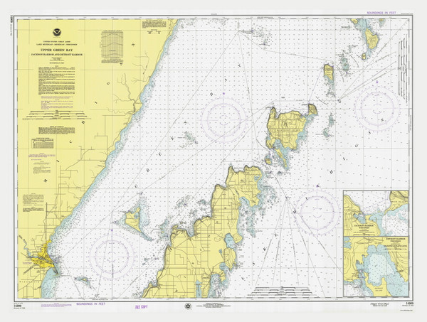 Jackson Harbor and Detroit Harbor 1975 Lake Michigan Harbor Chart Reprint Great Lakes 7 - 702