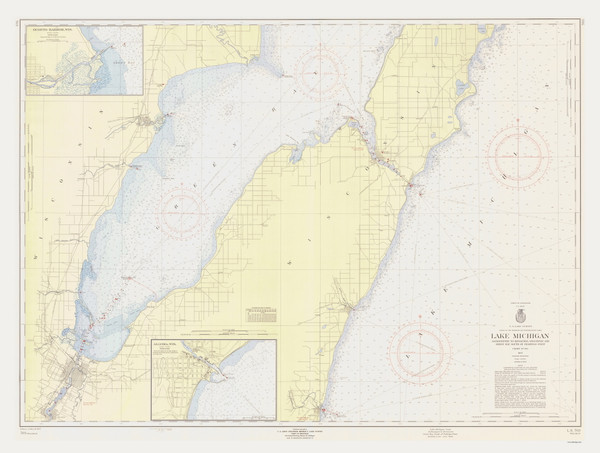 Algoma and Oconto 1957 Lake Michigan Harbor Chart Reprint Great Lakes 7 - 703