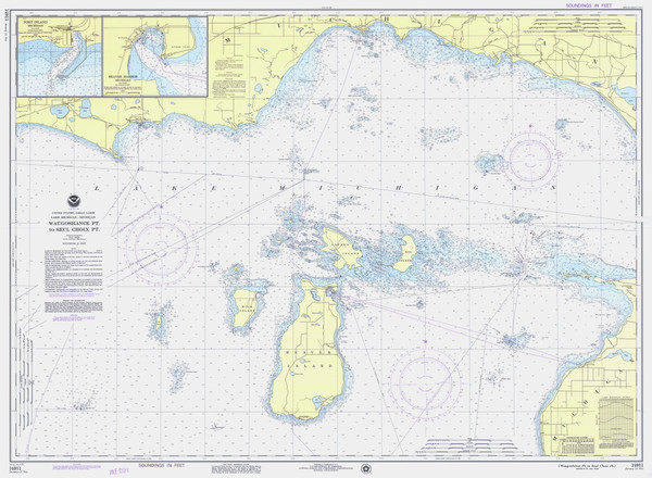 Waugoshance Point to Seul Choix Point 1975 Lake Michigan Harbor Chart Reprint Great Lakes 7 - 704