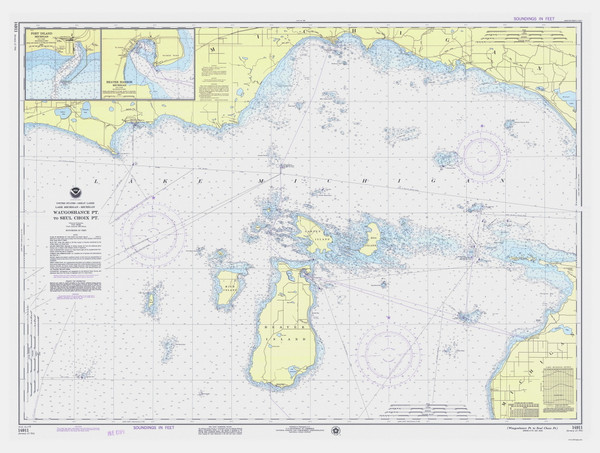 Waugoshance Point to Seul Choix Point 1975 Lake Michigan Harbor Chart Reprint Great Lakes 7 - 704