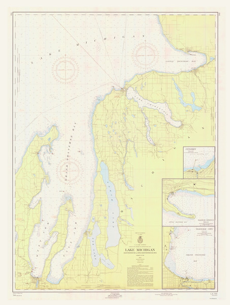 Grand Traverse Bay to Little Traverse Bay 1957 Lake Michigan Harbor Chart Reprint Great Lakes 7 - 706