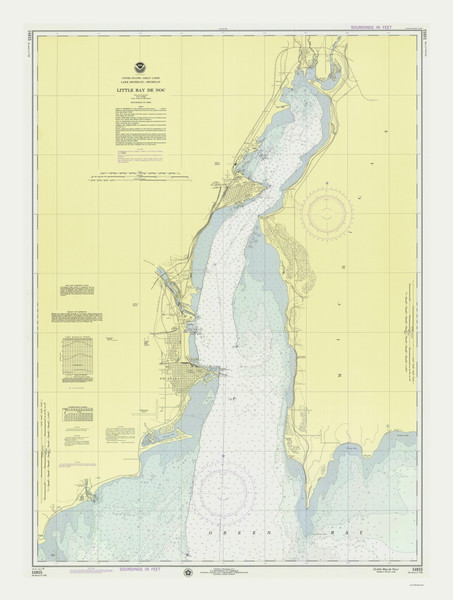 Little Bay De Noc 1975 Lake Michigan Harbor Chart Reprint Great Lakes 7 - 718