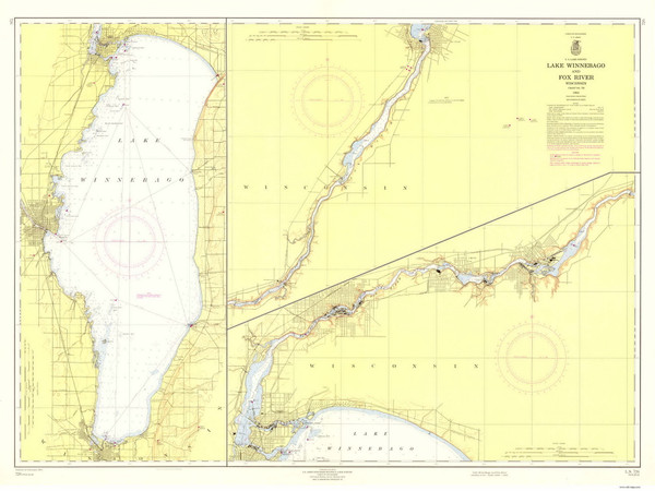 Lake Winnebago and Fox River 1964 Lake Michigan Harbor Chart Reprint Great Lakes 7 - 726 Lake Winnebago and Fox River 1964 Lake Michigan Harbor Chart Reprint Great Lakes 7 - 726