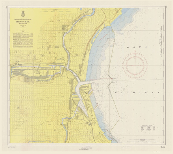 Milwaukee Harbor 1957 Lake Michigan Harbor Chart Reprint Great Lakes 7 - 743