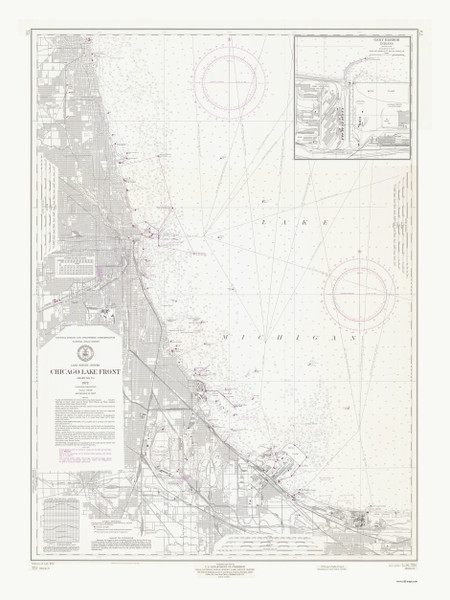 Chicago Lake Front 1972 Lake Michigan Harbor Chart Reprint Great Lakes 7 - 751