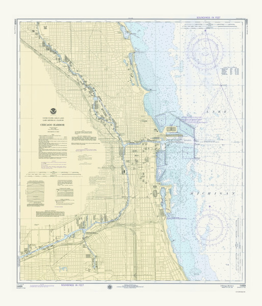 Chicago Harbor 1975 Lake Michigan Harbor Chart Reprint Great Lakes 7 - 752