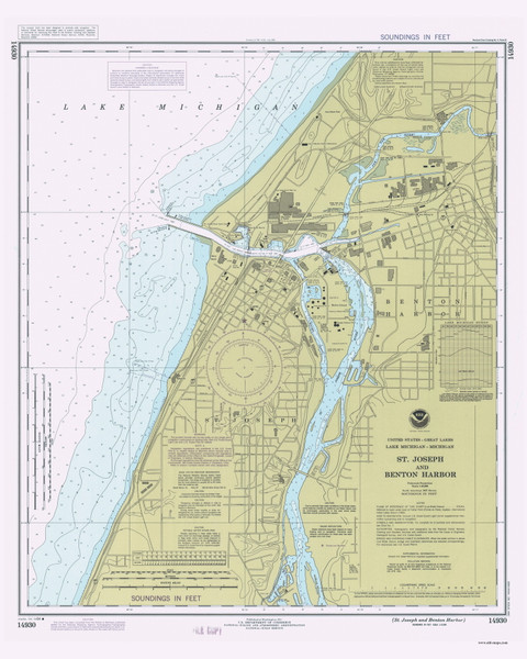 St Joseph and Benton Harbor 1984 Lake Michigan Harbor Chart Reprint Great Lakes 7 - 758