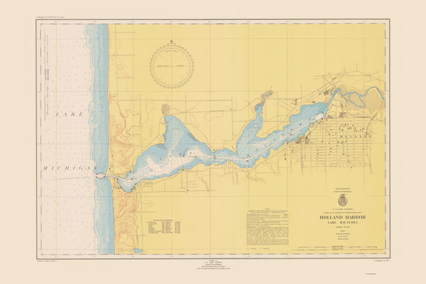 Holland Harbor 1947 Lake Michigan Harbor Chart Reprint Great Lakes 7 - 763