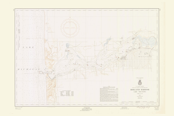 Holland Harbor 1957 Lake Michigan Harbor Chart Reprint Great Lakes 7 - 763