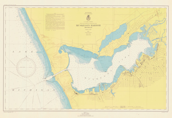 Muskegon Harbor 1947 Lake Michigan Harbor Chart Reprint Great Lakes 7 - 767