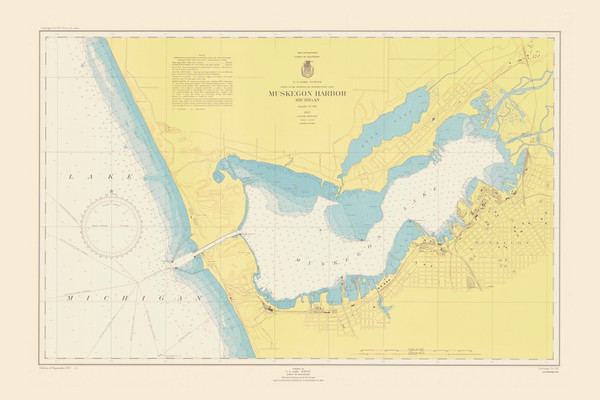 Muskegon Harbor 1947 Lake Michigan Harbor Chart Reprint Great Lakes 7 - 767