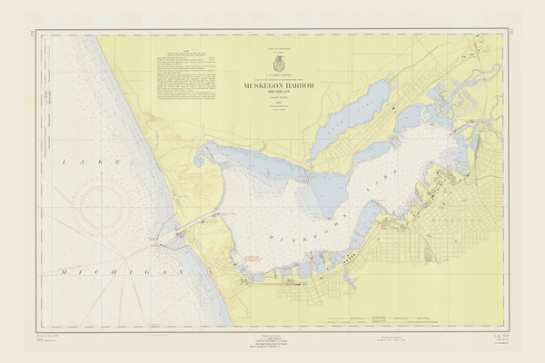 Muskegon Harbor 1957 Lake Michigan Harbor Chart Reprint Great Lakes 7 - 767