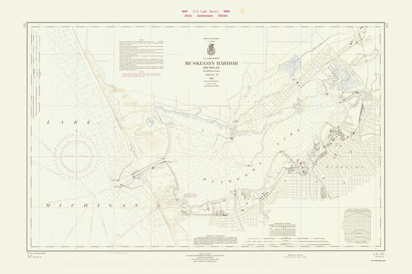Muskegon Harbor 1966 Lake Michigan Harbor Chart Reprint Great Lakes 7 - 767