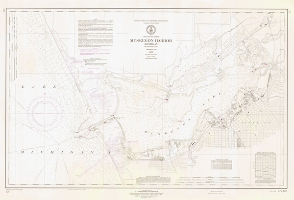 Muskegon Harbor 1972 Lake Michigan Harbor Chart Reprint Great Lakes 7 - 767