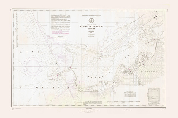 Muskegon Harbor 1972 Lake Michigan Harbor Chart Reprint Great Lakes 7 - 767