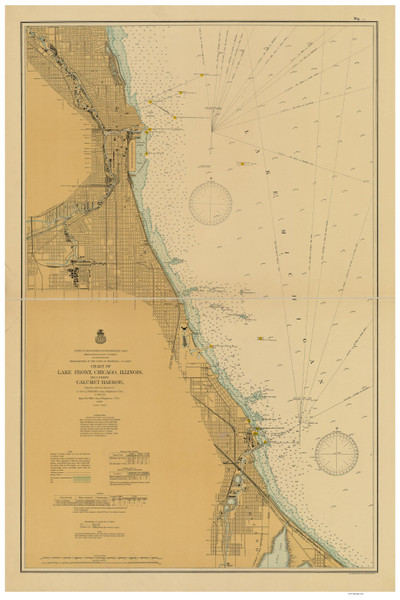 Lake Front, Chicago 1901 Lake Michigan Harbor Chart Reprint Great Lakes 7 - LS92