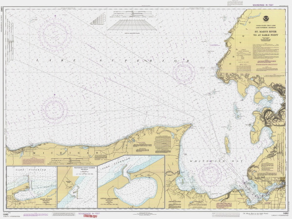 St Marys River to Au Sable Point 1990 Lake Superior Harbor Chart Reprint Great Lakes 9 - 92