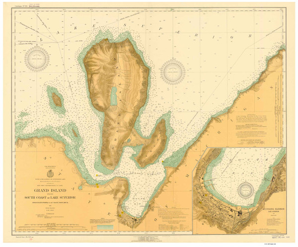 Grand Island 1926 Lake Superior Harbor Chart Reprint Great Lakes 9 - 931 Grand Island 1926 Lake Superior Harbor Chart Reprint Great Lakes 9 - 931