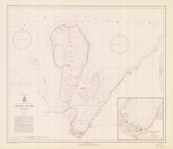 Grand Island 1940 Lake Superior Harbor Chart Reprint Great Lakes 9 - 931